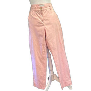 Sz 32 Brax Mia Turn Up peachy pink micro checked straight  leg zippered pants